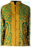 Française Emerald Gold d'orient Royalé Paisley Silk Coat