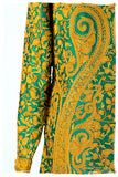 Française Emerald Gold d'orient Royalé Paisley Silk Coat