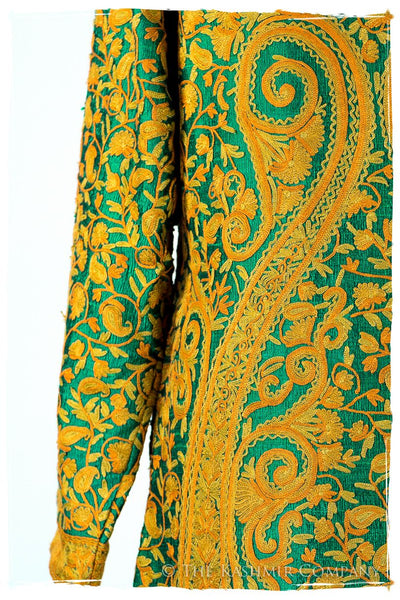 Française Emerald Gold d'orient Royalé Paisley Silk Coat