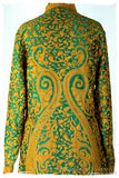 Française Emerald Gold d'orient Royalé Paisley Silk Coat