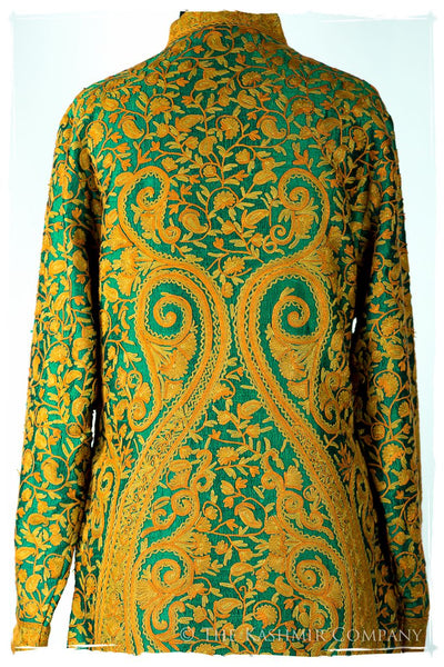 Française Emerald Gold d'orient Royalé Paisley Silk Coat