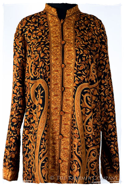 Française Mughal Gold d'orient Royalé Paisley Silk Coat