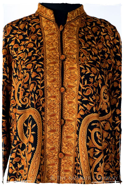 Française Mughal Gold d'orient Royalé Paisley Silk Coat