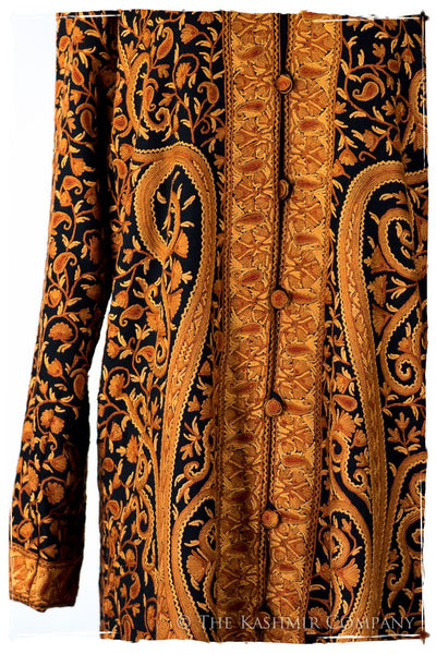 Française Mughal Gold d'orient Royalé Paisley Silk Coat