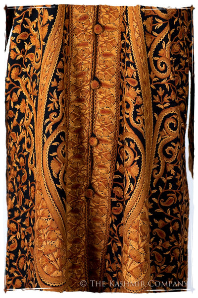 Française Mughal Gold d'orient Royalé Paisley Silk Coat