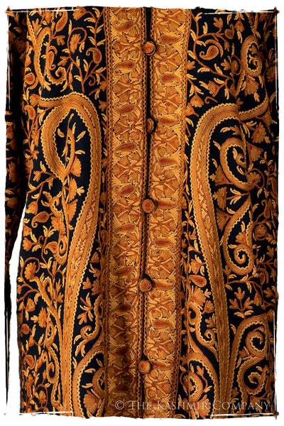 Française Mughal Gold d'orient Royalé Paisley Silk Coat