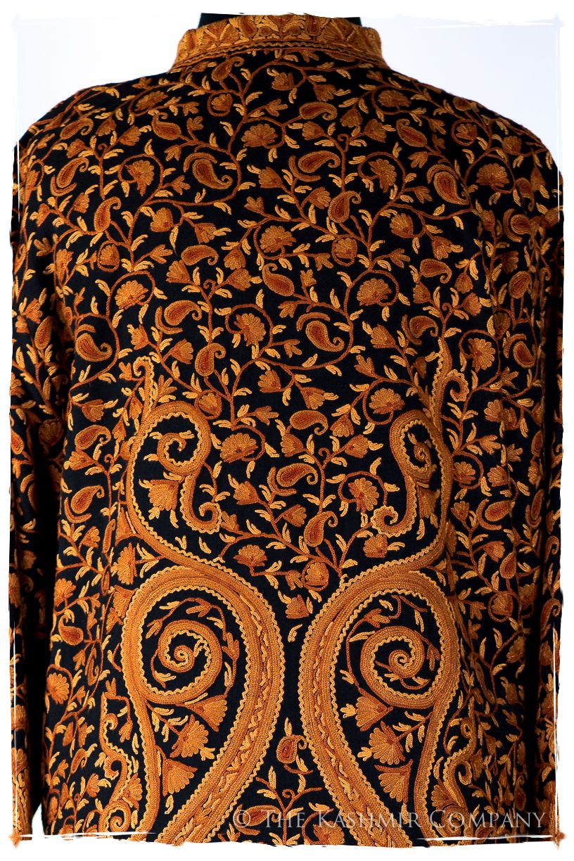 Française Mughal Gold d'orient Royalé Paisley Silk Coat