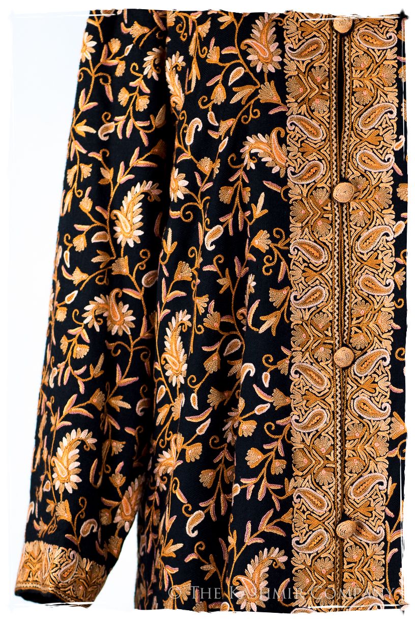 Française Nuances de Terré Paisley Noir Wool Coat