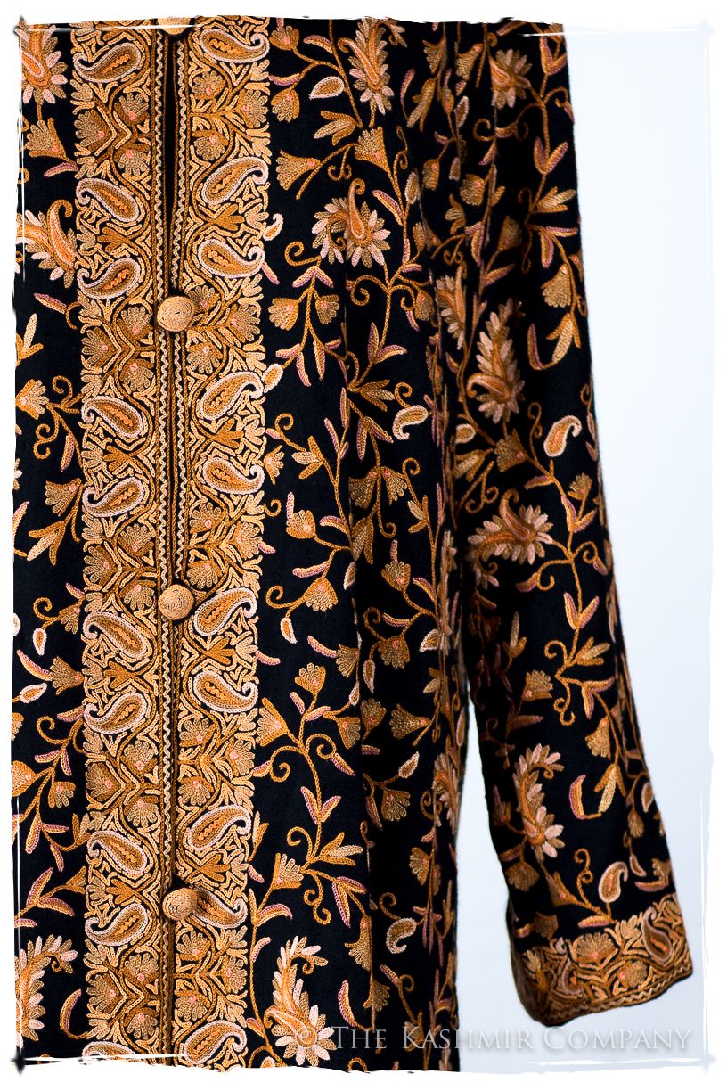 Française Nuances de Terré Paisley Noir Wool Coat
