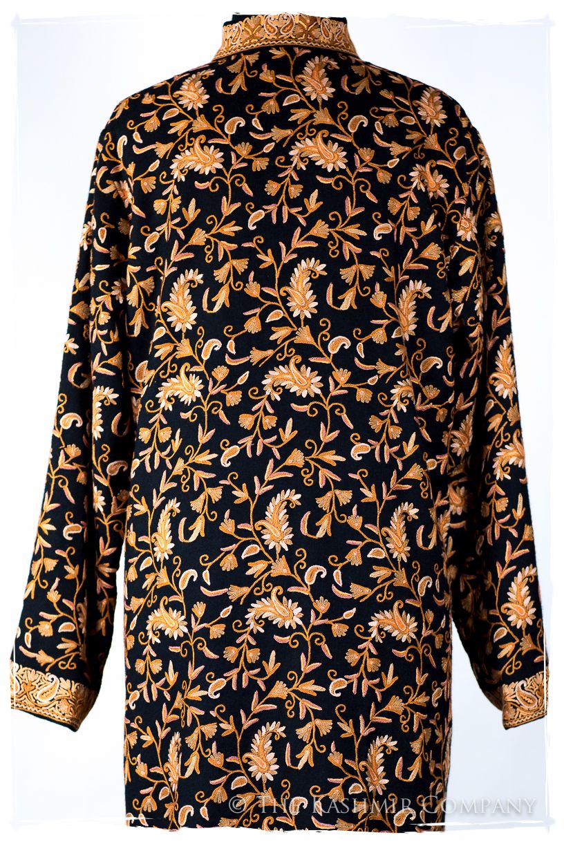 Française Nuances de Terré Paisley Noir Wool Coat