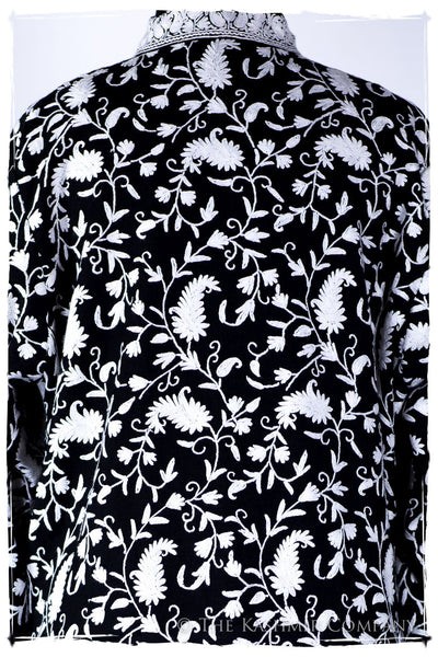 Française Nuances de Terré Paisley Noir Blanc Wool Coat