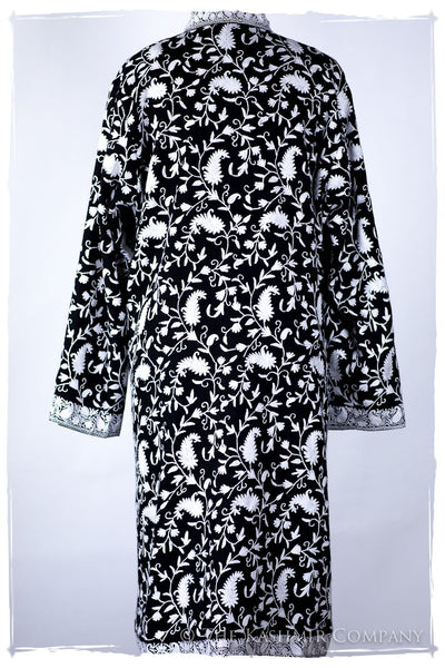 Française Nuances de Terré Paisley Noir Blanc Wool Coat