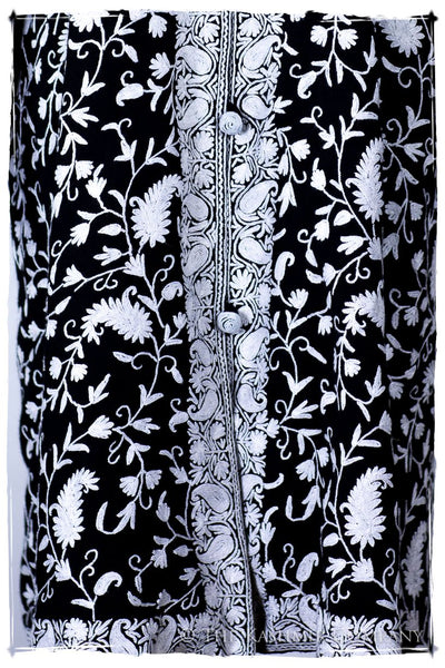 Française Nuances de Terré Paisley Noir Blanc Wool Coat