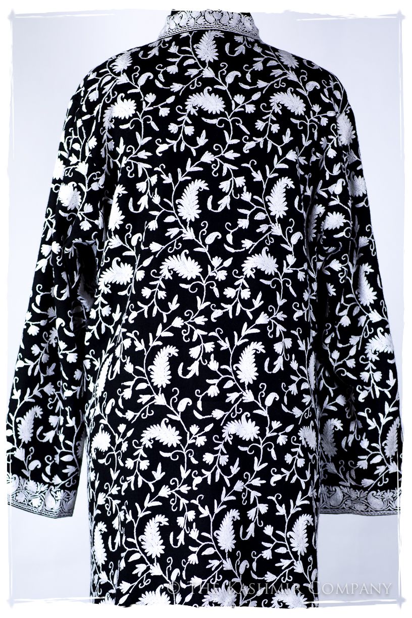 Française Nuances de Terré Paisley Blanc Noir Wool Coat