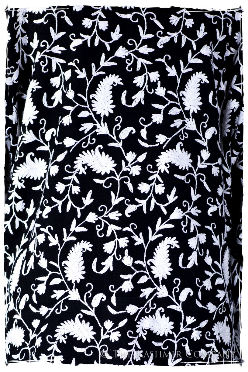 Française Nuances de Terré Paisley Blanc Noir Wool Coat