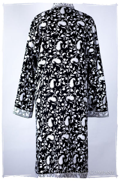 Française Nuances de Terré Paisley Blanc Noir Wool Coat