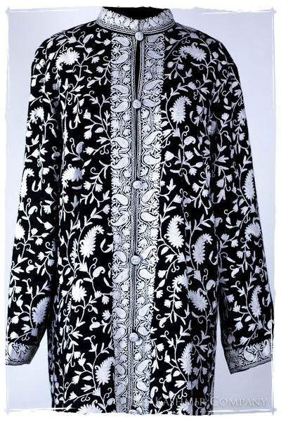 Française Nuances de Terré Paisley Blanc Noir Wool Coat