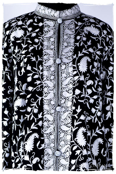 Française Nuances de Terré Paisley Blanc Noir Wool Coat