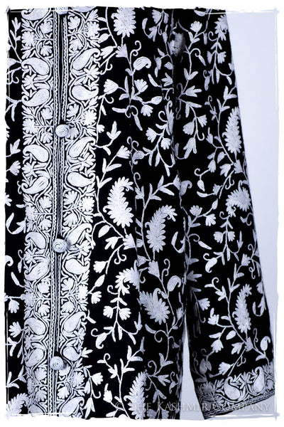 Française Nuances de Terré Paisley Blanc Noir Wool Coat