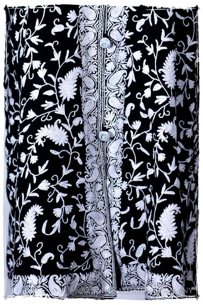 Française Nuances de Terré Paisley Blanc Noir Wool Coat