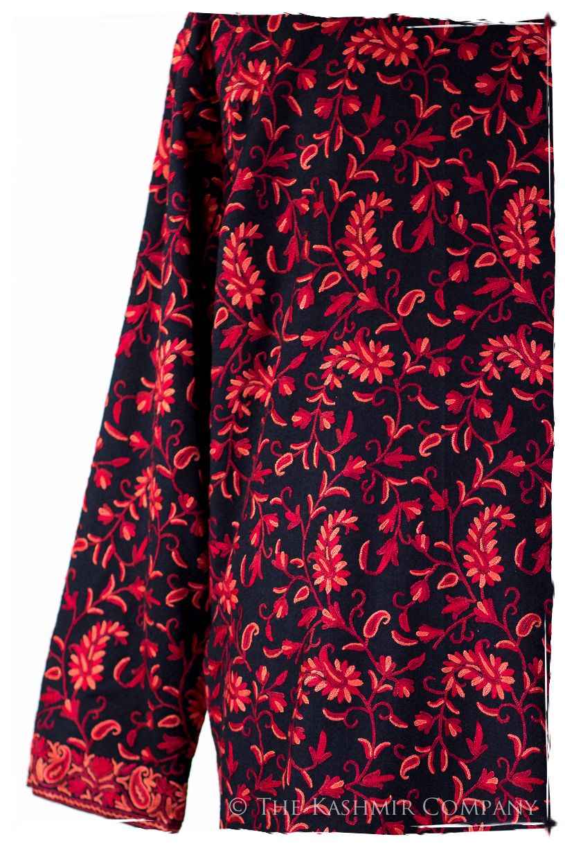 Française Nuances de Rougé Paisley Noir Wool Coat