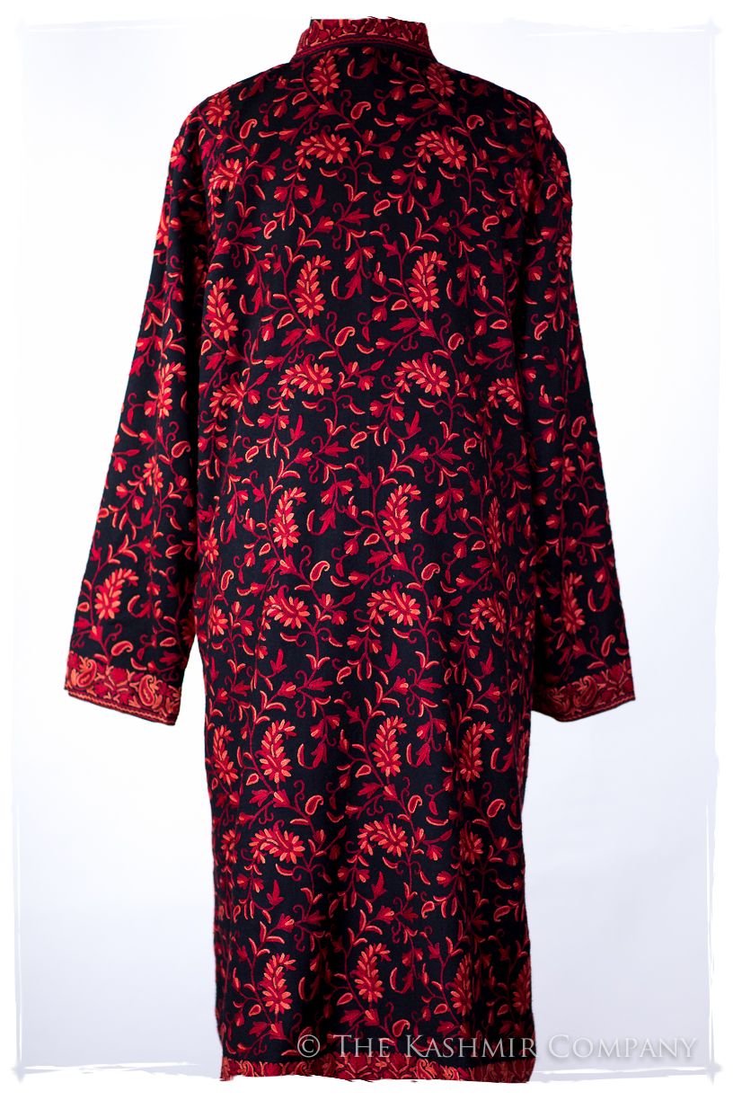 Française Nuances de Rougé Paisley Noir Wool Coat
