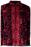 Française Nuances de Rougé Paisley Noir Wool Coat