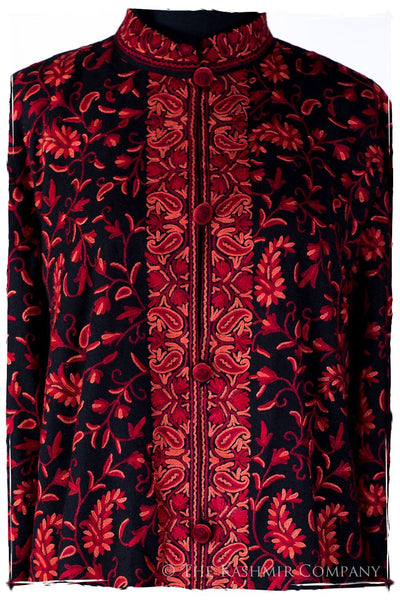 Française Nuances de Rougé Paisley Noir Wool Coat
