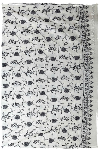 Clair de Lune Jardin du Coeur Kashmir Shawl