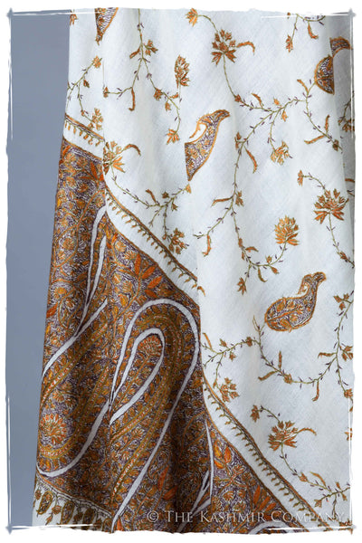 Ivoire de Gold Orient Paisley Kashmir Shawl