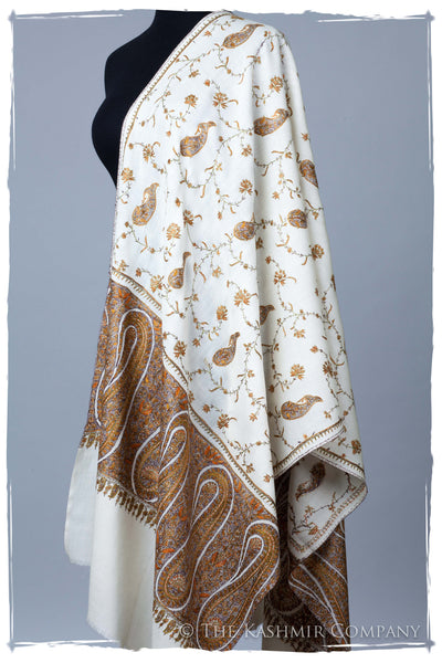 Ivoire de Gold Orient Paisley Kashmir Shawl