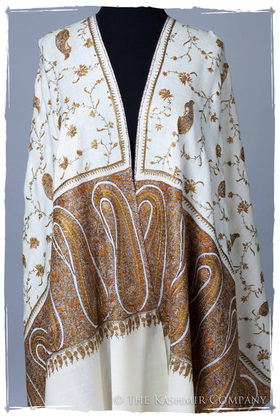 Ivoire de Gold Orient Paisley Kashmir Shawl