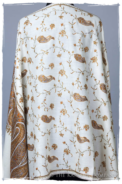 Ivoire de Gold Orient Paisley Kashmir Shawl