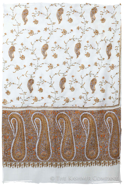 Ivoire de Gold Orient Paisley Kashmir Shawl