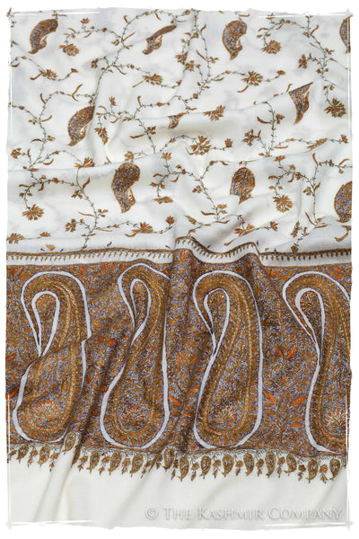 Ivoire de Gold Orient Paisley Kashmir Shawl