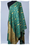 Creme de Menthe Gold Orient Paisley Kashmir Shawl