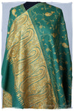 Creme de Menthe Gold Orient Paisley Kashmir Shawl
