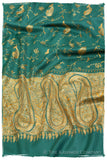Creme de Menthe Gold Orient Paisley Kashmir Shawl