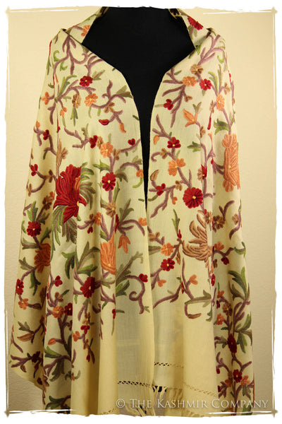 Nishaat Garden in Fall Bloom Ivory Shawl