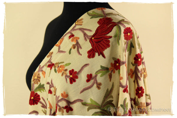 Nishaat Garden in Fall Bloom Ivory Shawl