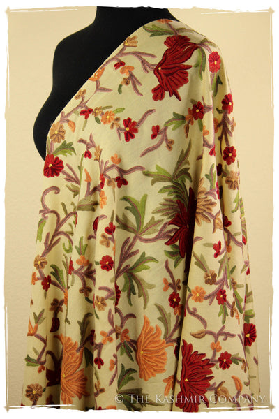 Nishaat Garden in Fall Bloom Ivory Shawl