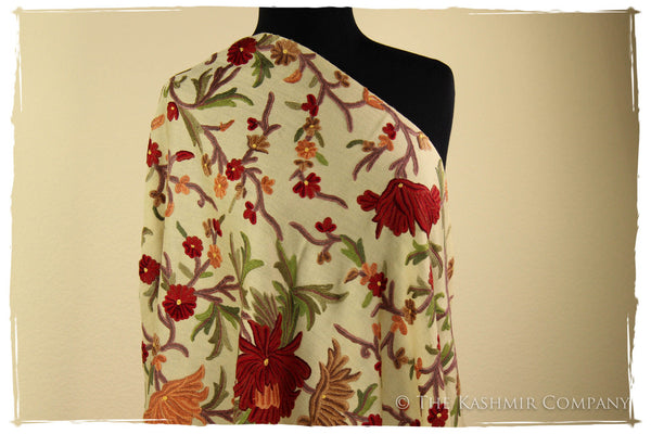 Nishaat Garden in Fall Bloom Ivory Shawl