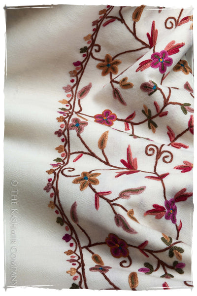 Fuchsia Jardin Antoinette Ivory Shawl