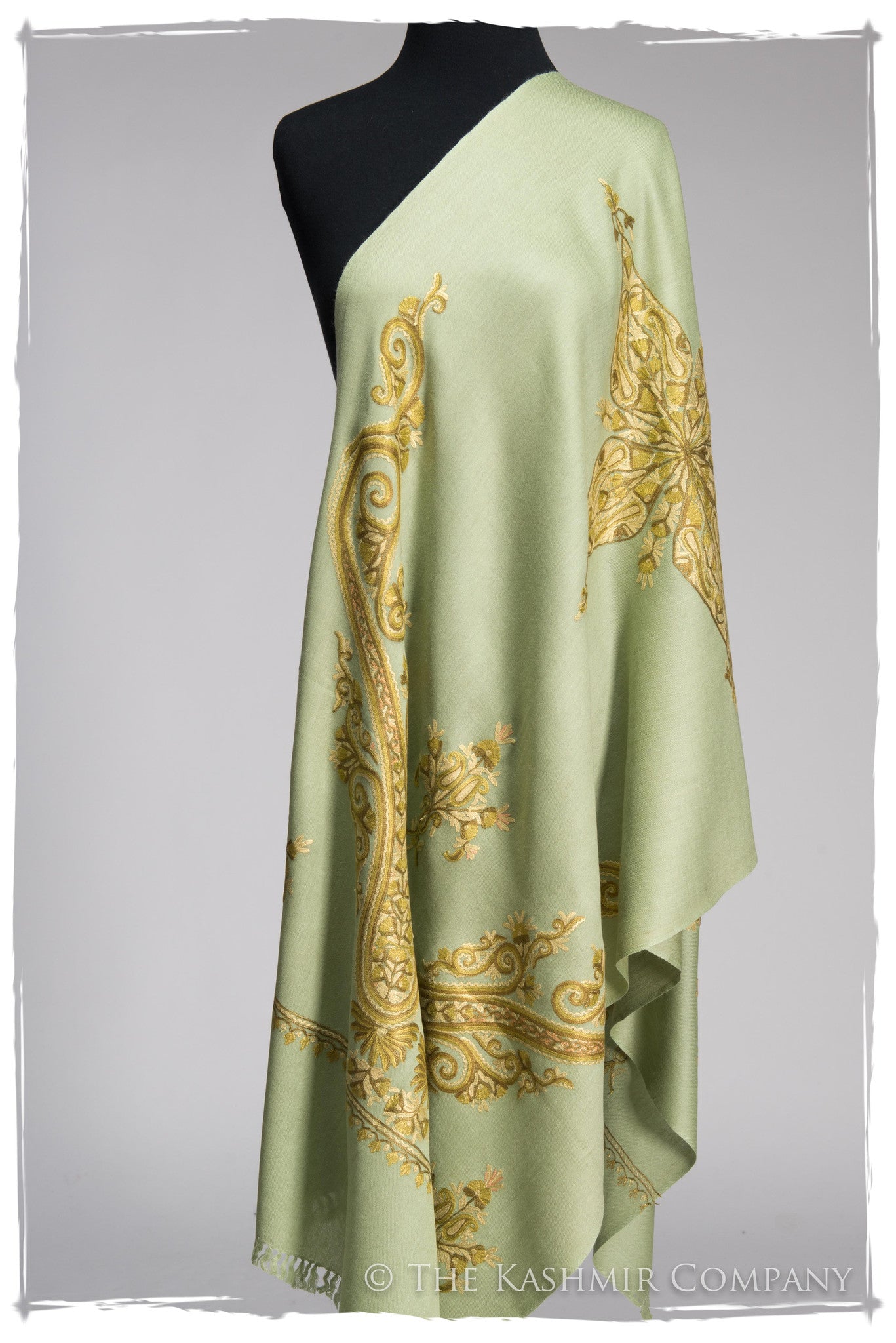Regal Paisley Celadon Aloe Shawl