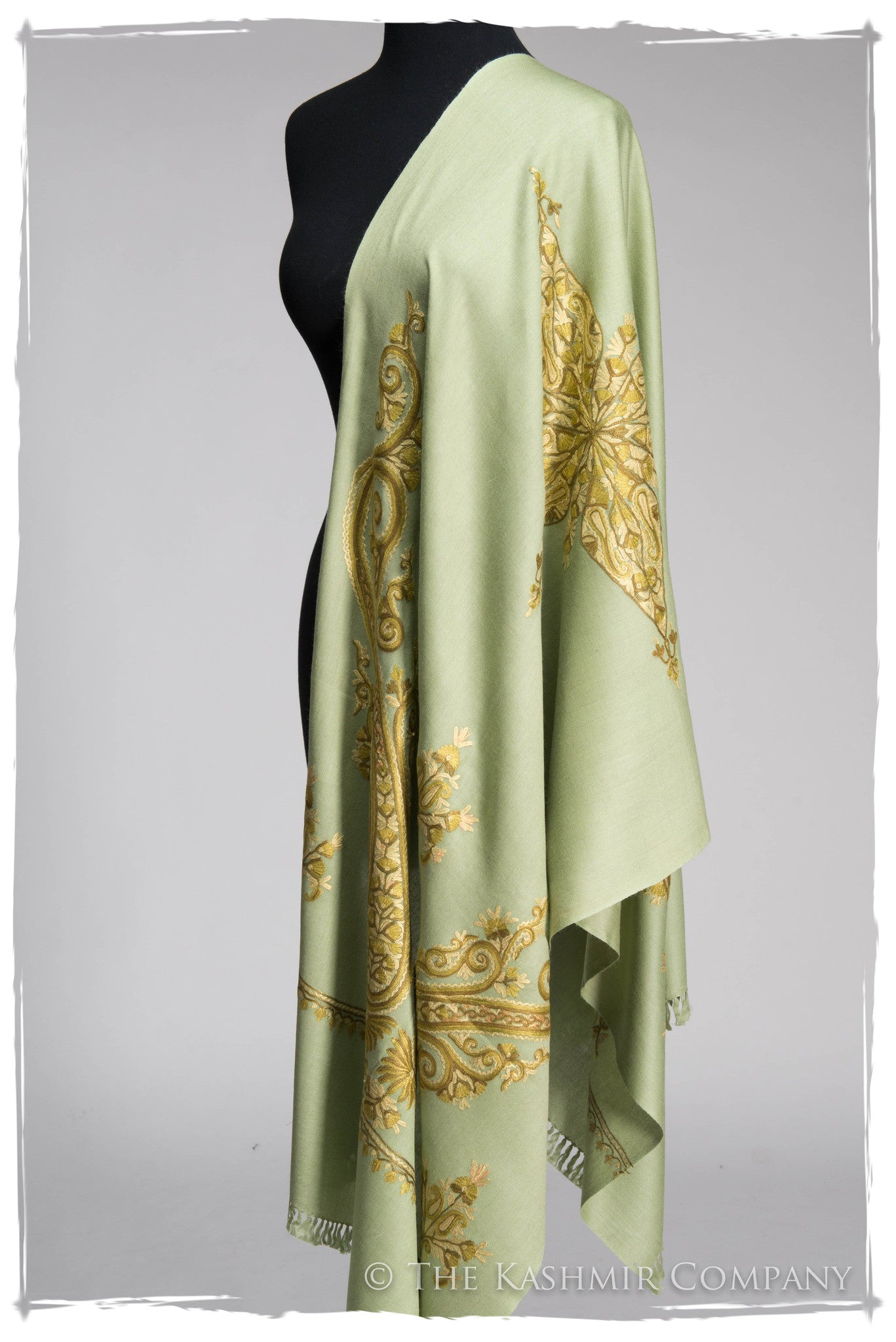 Regal Paisley Celadon Aloe Shawl