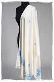 Fleur bleue de Glace Ivoire à la Frontière Shawl