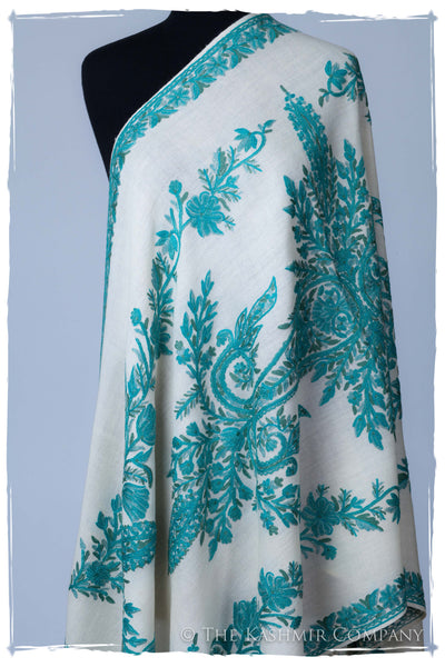 Turquoise Bleu Jardin Cannes Kashmir Shawl