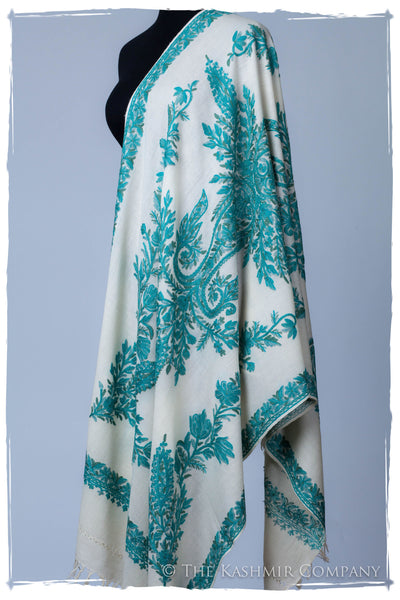 Turquoise Bleu Jardin Cannes Kashmir Shawl