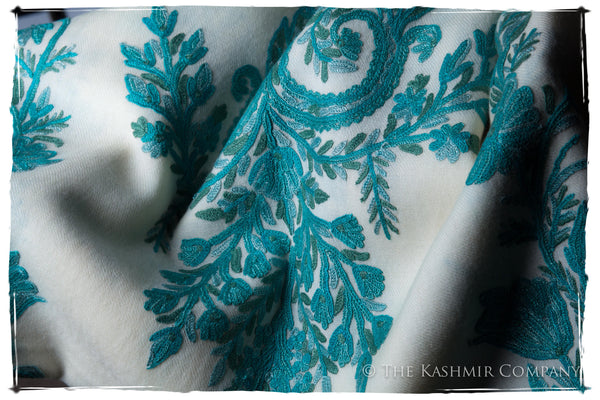 Turquoise Bleu Jardin Cannes Kashmir Shawl