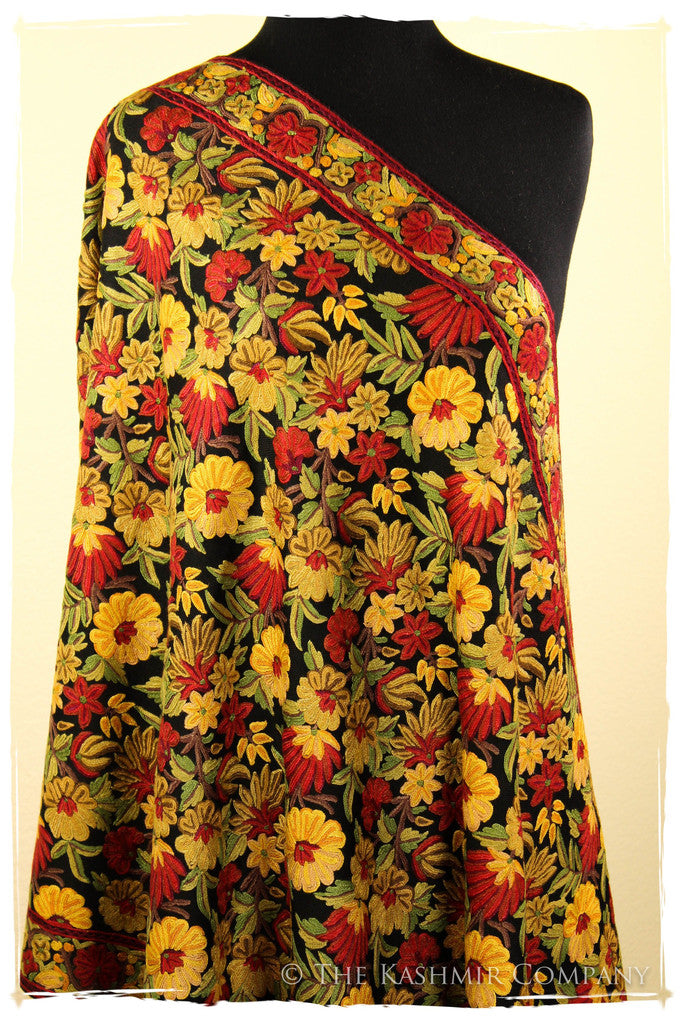 San Francisco Fall Garden Black Kashmir Shawl